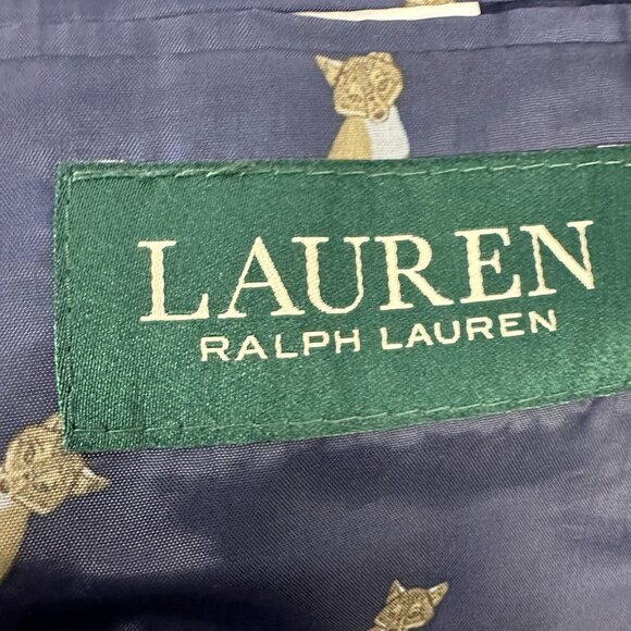 Lauren Ralph Lauren Mens Navy Blazer With Elbow Patches 46R Cotton Blend - Picture 4 of 5